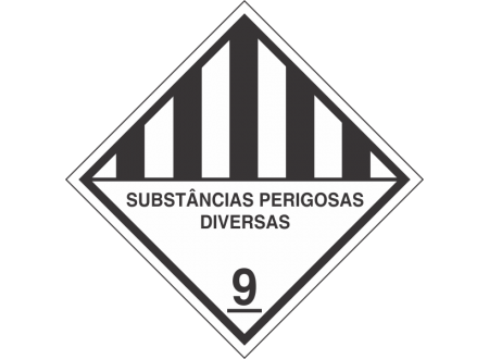 PLACA DE SINALIZAÇÃO SUBSTÂNCIAS PERIGOSAS DIVERSAS